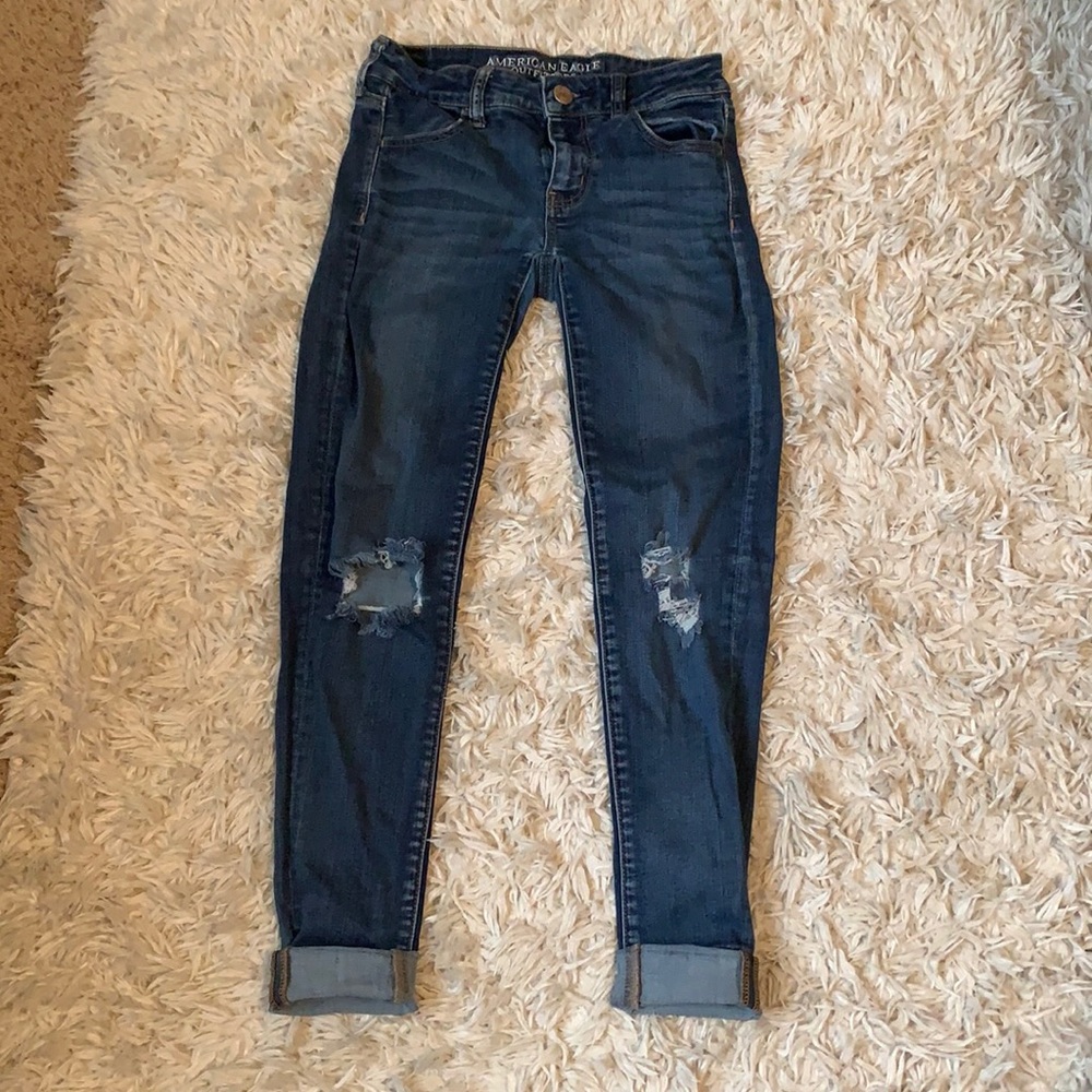 American Eagle, Super Stretch Cuffed Jeans 0